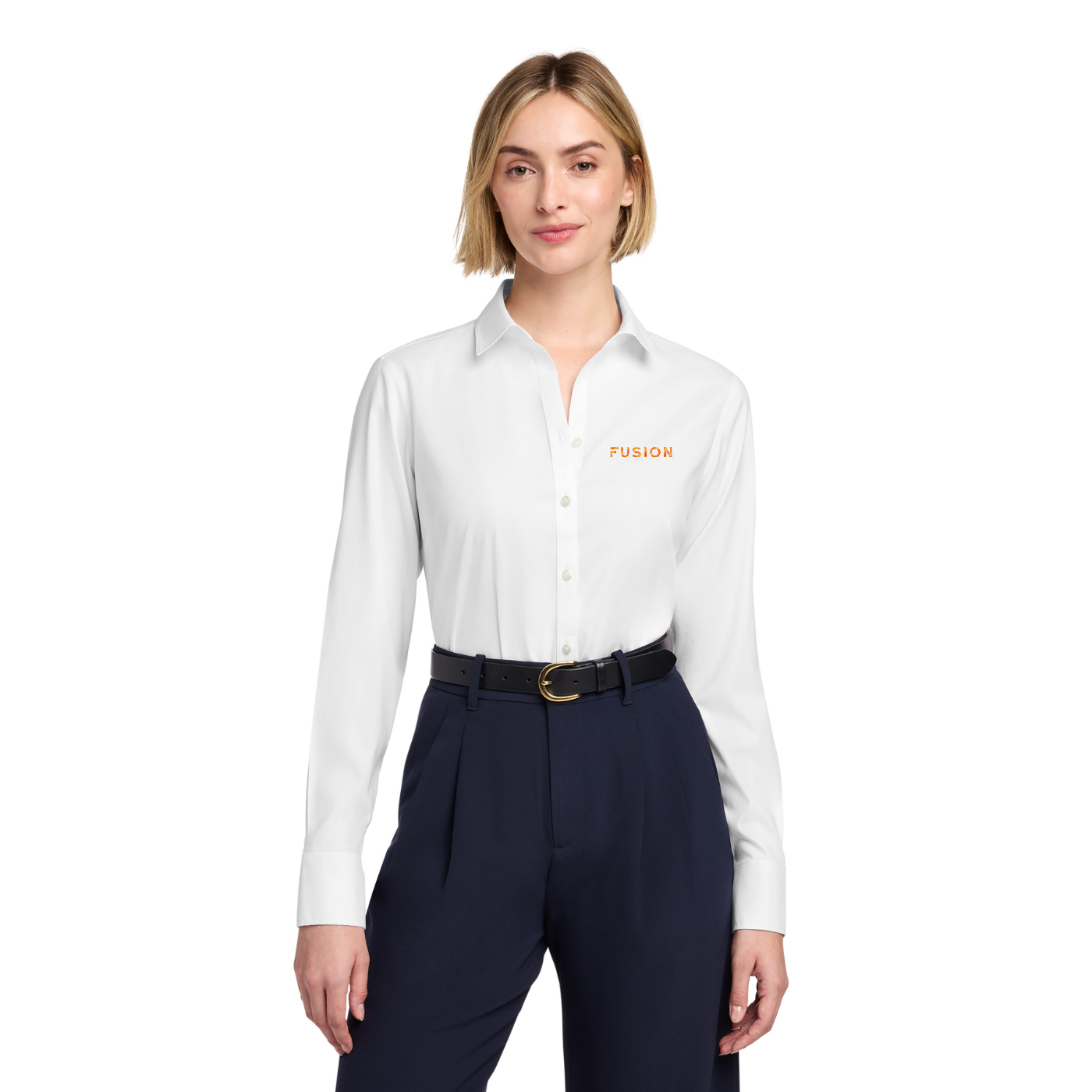 Brooks Brothers Women's Wrinkle-Free Stretch Pinpoint Shirt — model